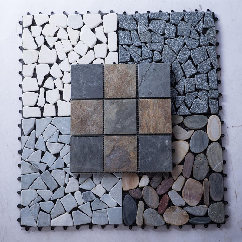 Outdoor Stone Pebble Garden Interlocking Stone Deck Tiles