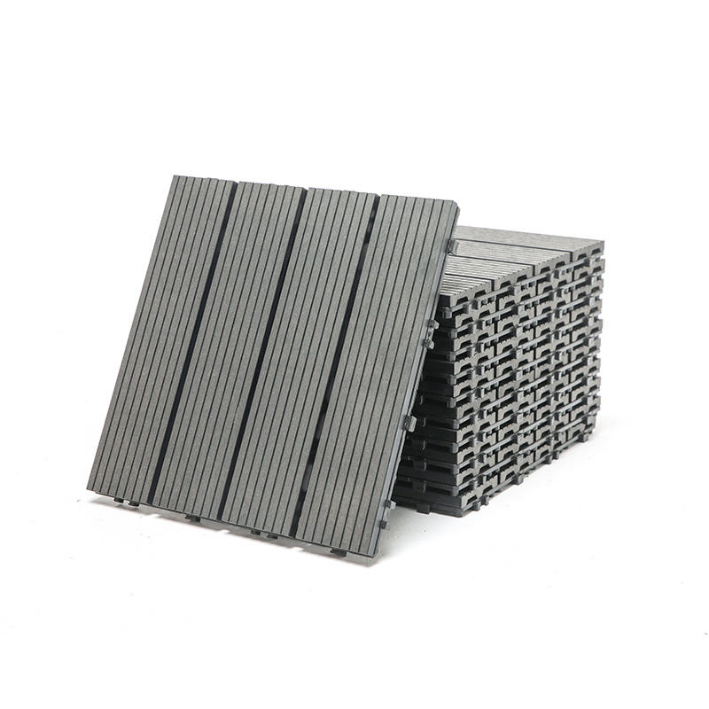 Stable WPC Interlocking Deck Tiles with Tooth Grooves Surface