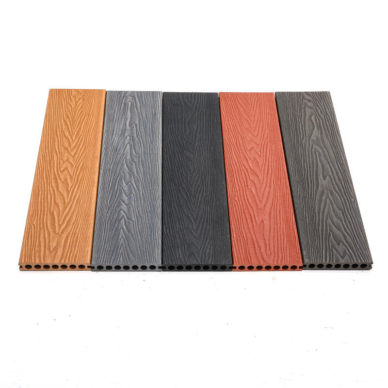 Round Hole Natural Color 3D Embossing WPC Decking