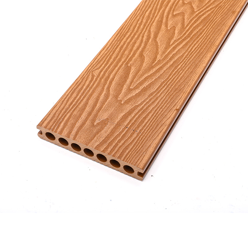 Round Hole Natural Color 3D Embossing WPC Decking