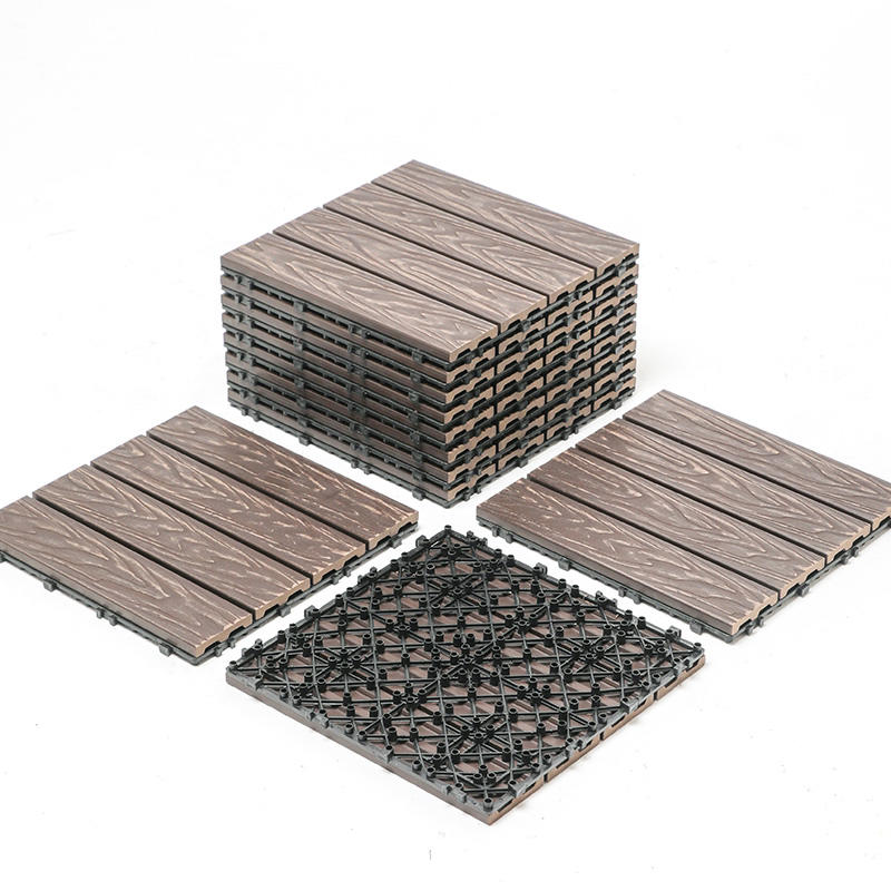 Wood Grain WPC Interlocking Deck Tile for Garden Balconies